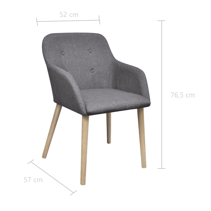 Scaune bucătărie 4 buc, gri deschis, textil & lemn stejar masiv - WALTI WALTI