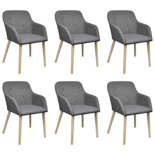 Scaune bucătărie 6 buc, gri deschis, textil & lemn stejar masiv - WALTI WALTI