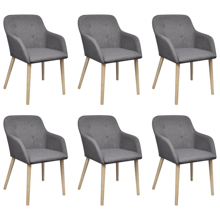 Scaune bucătărie 6 buc, gri deschis, textil & lemn stejar masiv WALTI