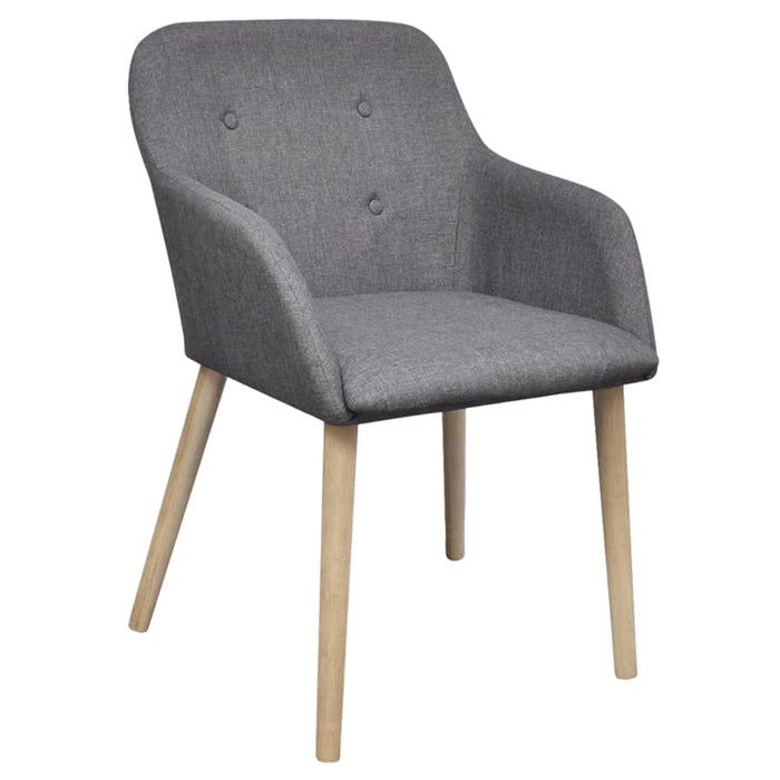 Scaune bucătărie 6 buc, gri deschis, textil & lemn stejar masiv WALTI