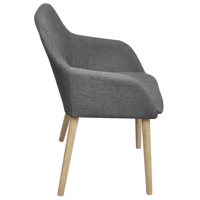 Scaune bucătărie 6 buc, gri deschis, textil & lemn stejar masiv WALTI