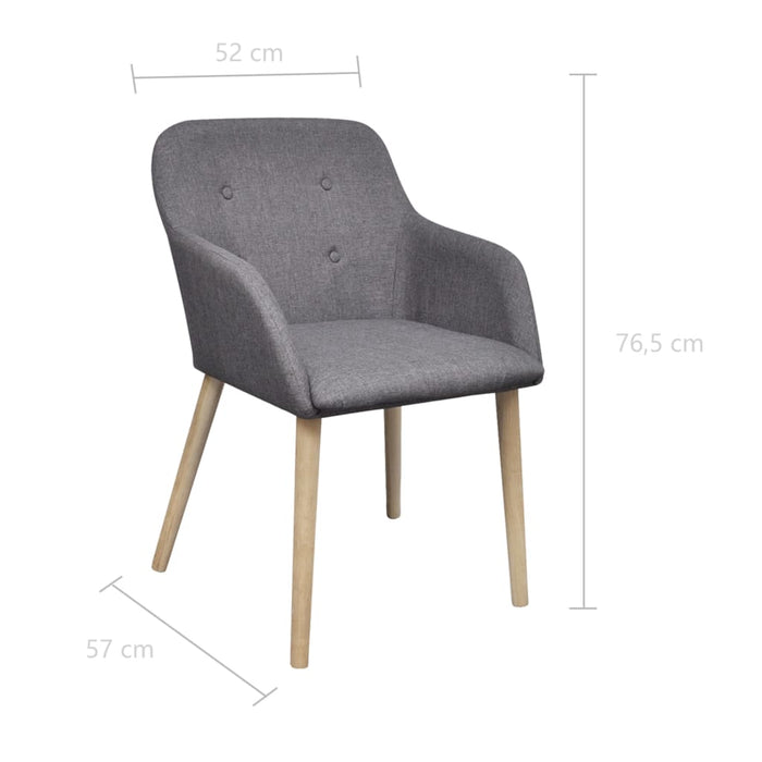 Scaune bucătărie 6 buc, gri deschis, textil & lemn stejar masiv WALTI