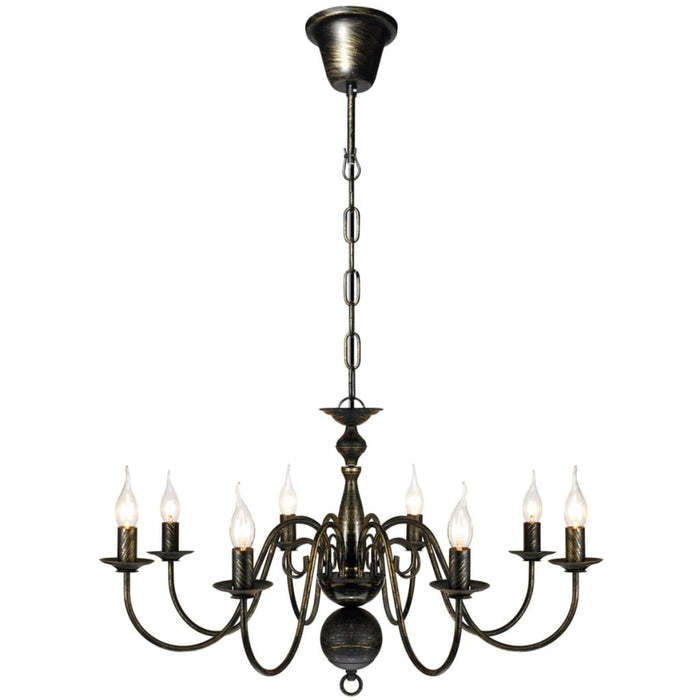 Candelabru alb de metal în stil antichizat, 8 x becuri E14 - WALTI WALTI