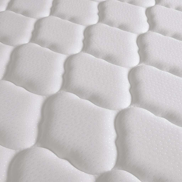 Pat cu saltea, spumă memorie, LED, alb, 180x200 cm, piele eco WALTI