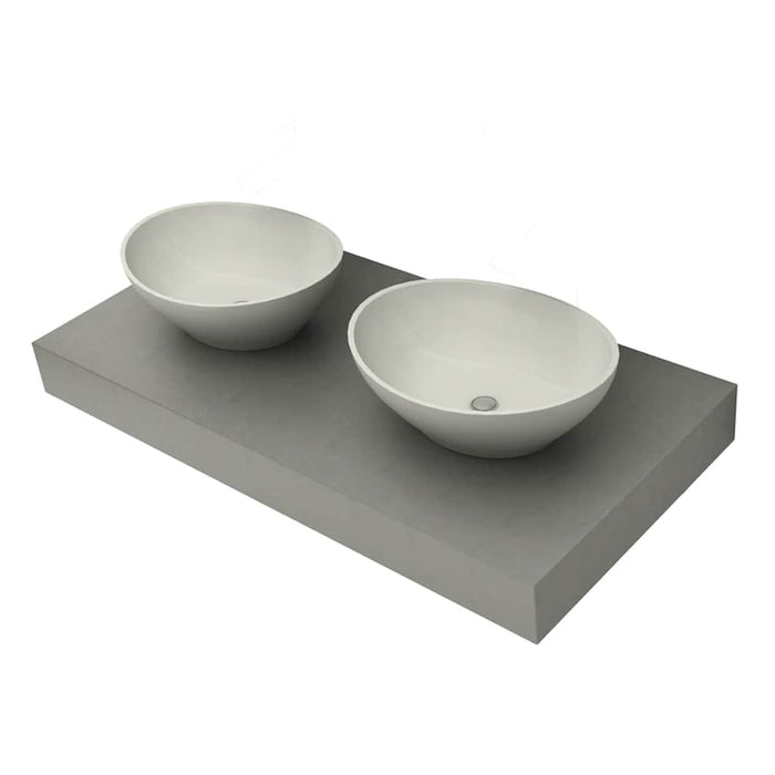Blat de baie din beton cu 2 chiuvete ceramice WALTI