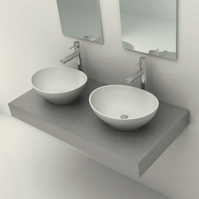 Blat de baie din beton cu 2 chiuvete ceramice WALTI