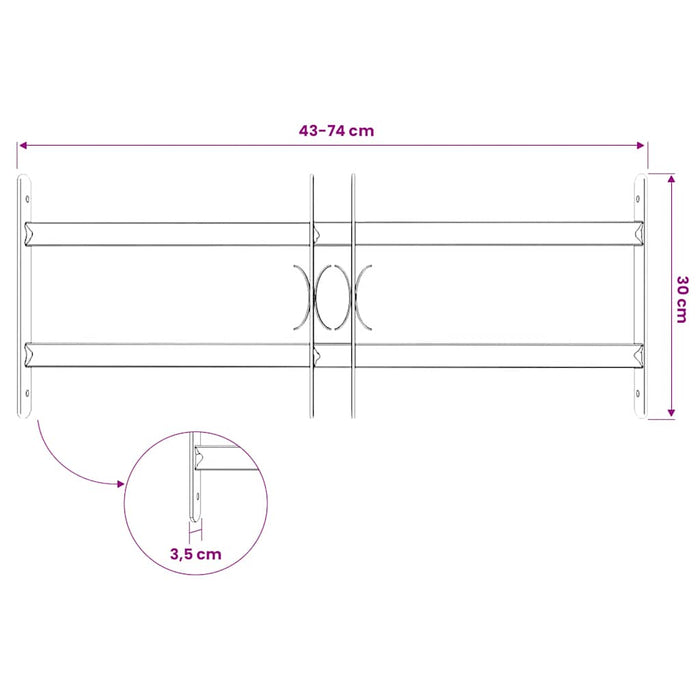 Grilaj de siguranță pentru ferestre cu 2 bare transversale 500-650 mm - WALTI WALTI