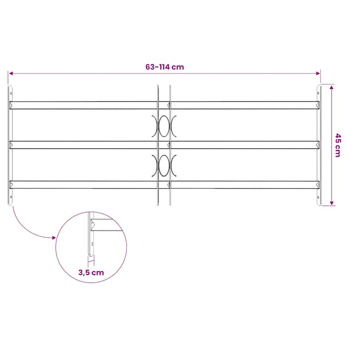 Grilaj de siguranță pentru ferestre cu 3 bare transversale 700-1050 mm - WALTI WALTI
