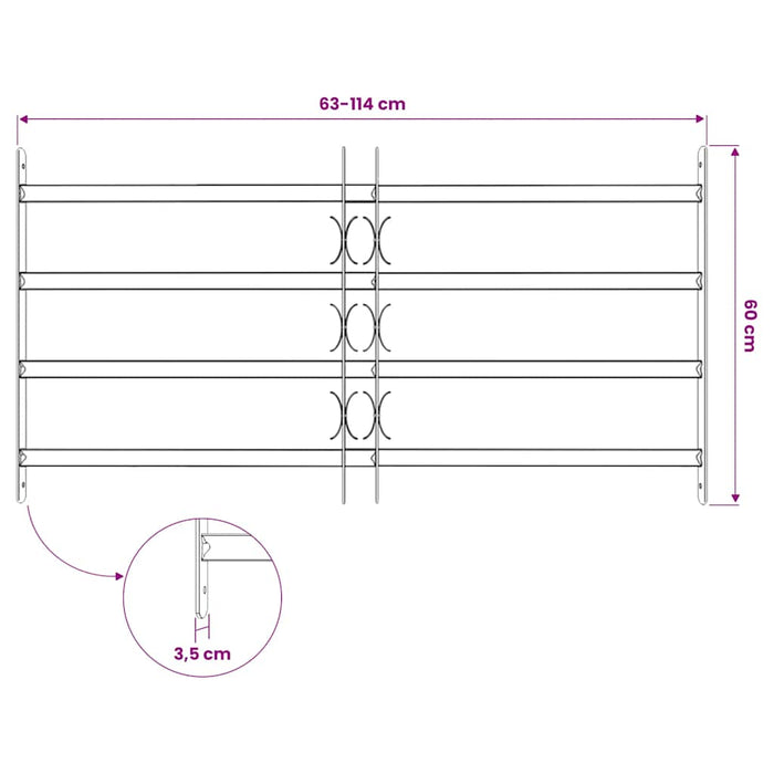 Grilaj de siguranță pentru ferestre cu 4 bare transversale 700-1050 mm - WALTI WALTI