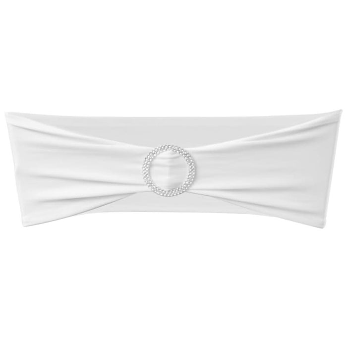 Fundă elastică decorativă scaun, cataramă diamante, alb, 25 buc. - WALTI WALTI