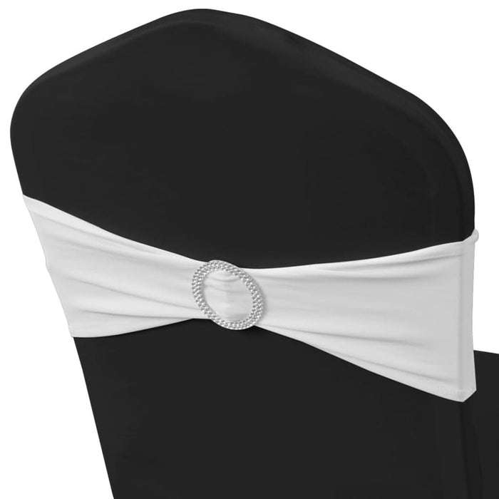Fundă elastică decorativă scaun, cataramă diamante, alb, 25 buc. - WALTI WALTI