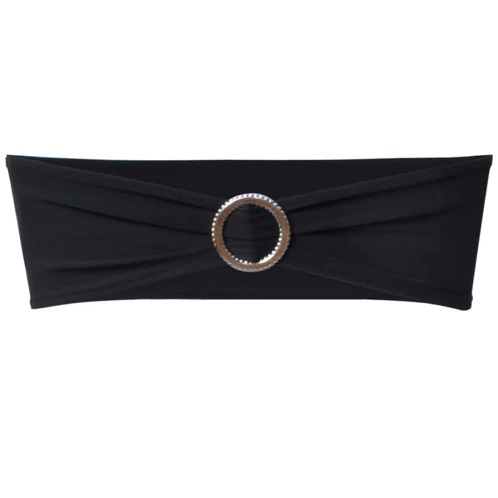 Fundă elastică decorativă scaun, cataramă diamante, negru, 25 buc. - WALTI WALTI