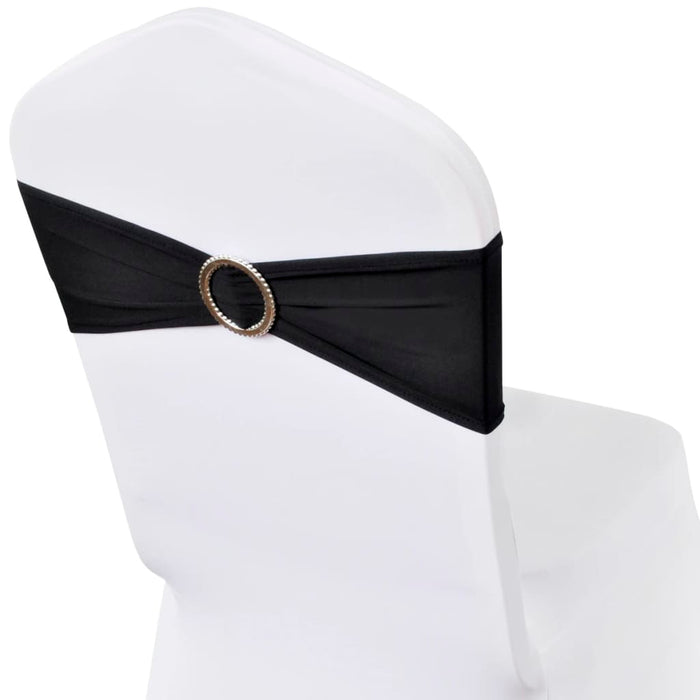 Fundă elastică decorativă scaun, cataramă diamante, negru, 25 buc. - WALTI WALTI