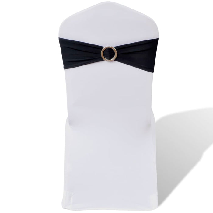 Fundă elastică decorativă scaun, cataramă diamante, negru, 25 buc. - WALTI WALTI