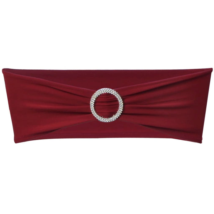 Fundă elastică decorativă scaun, cataramă diamante, bordo, 25 buc. - WALTI WALTI
