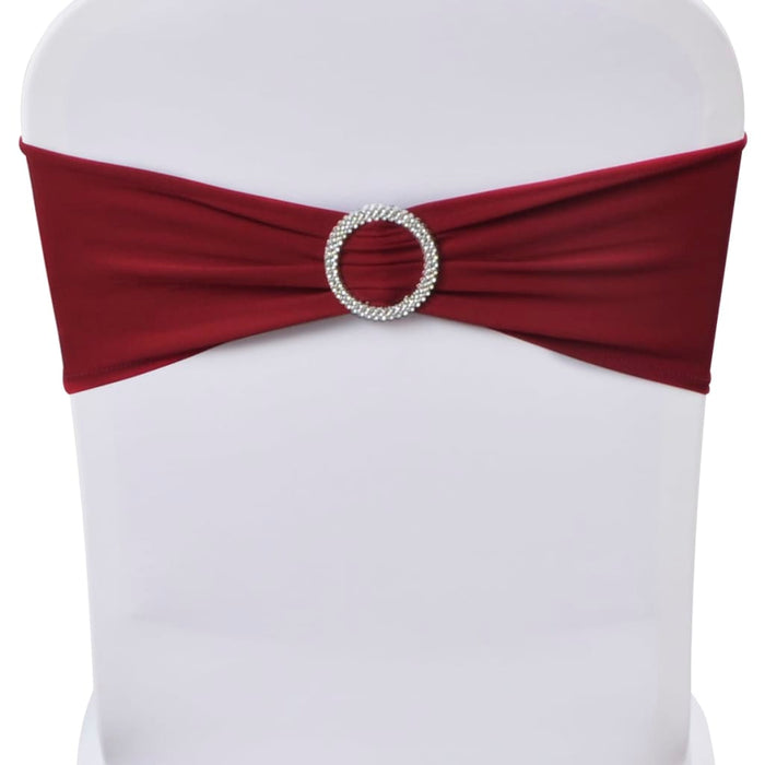 Fundă elastică decorativă scaun, cataramă diamante, bordo, 25 buc. - WALTI WALTI