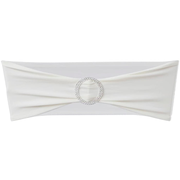 Fundă elastică decorativă scaun, cataramă diamante, crem, 25 buc. - WALTI WALTI