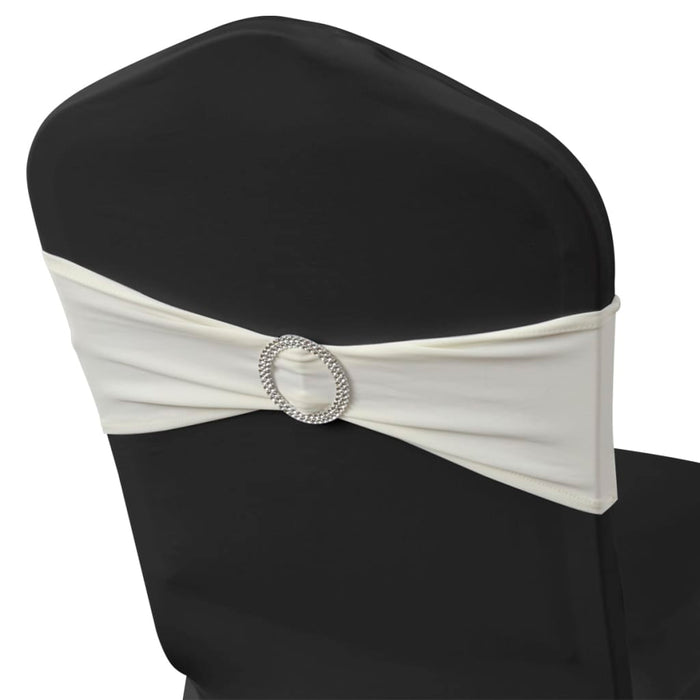 Fundă elastică decorativă scaun, cataramă diamante, crem, 25 buc. - WALTI WALTI