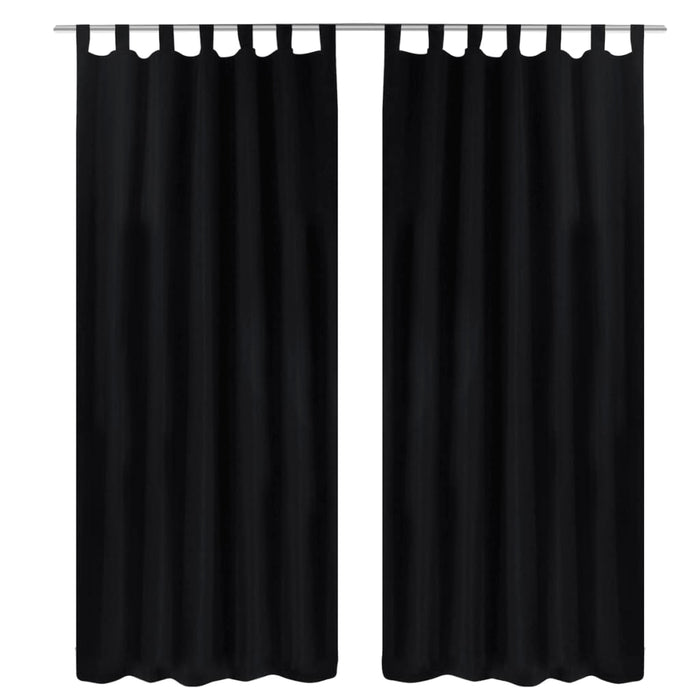 Draperii micro-satin cu bride, 2 buc, 140 x 225 cm, negru - WALTI WALTI