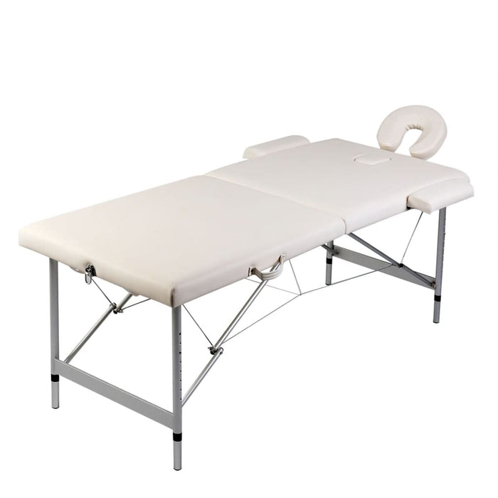 Masă de masaj pliabilă, 2 zone, alb crem, cadru din aluminiu - WALTI WALTI