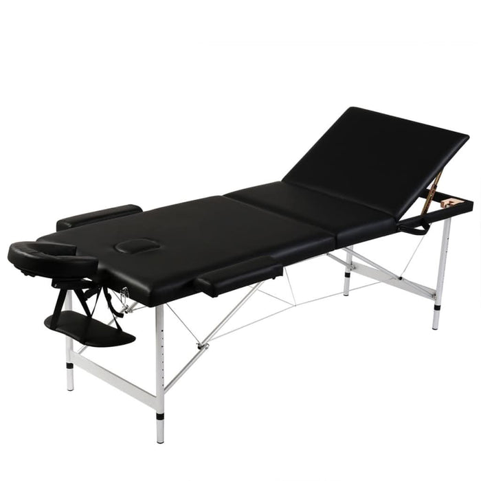 Masă masaj pliabilă, 3 zone, negru, cadru aluminiu - WALTI WALTI