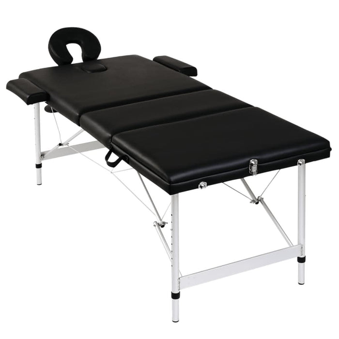 Masă masaj pliabilă, 3 zone, negru, cadru aluminiu - WALTI WALTI