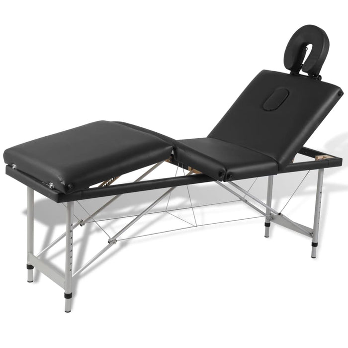 Masă de masaj pliabilă, 4 zone, negru, cadru din aluminiu - WALTI WALTI