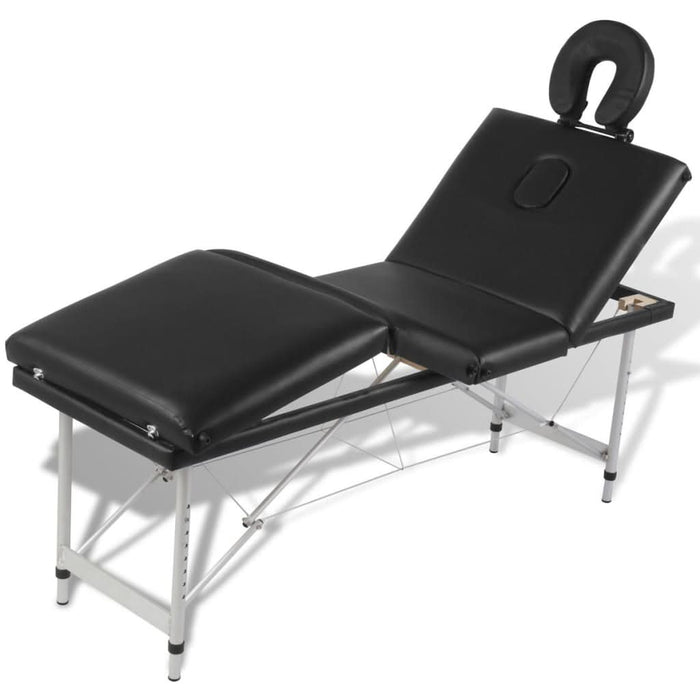 Masă de masaj pliabilă, 4 zone, negru, cadru din aluminiu - WALTI WALTI