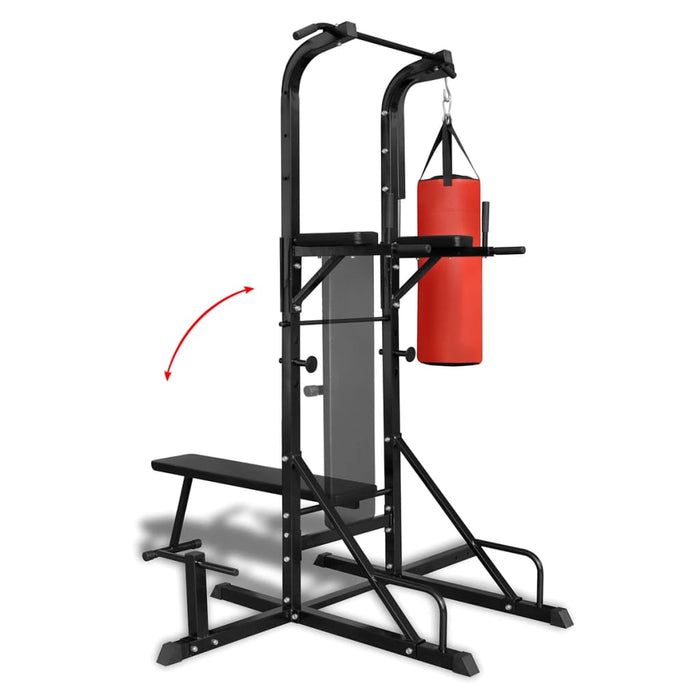 Aparat de fitness cu bancă pentru abdomene și sac de box - WALTI WALTI