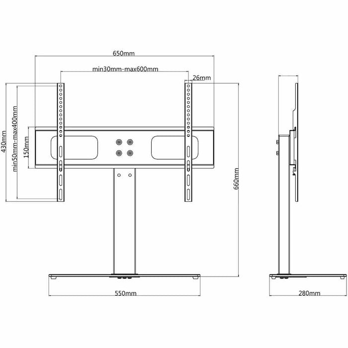 Suport TV piedestal, ecran 37-55 inchi Max VESA 600x400 mm 40kg - WALTI WALTI