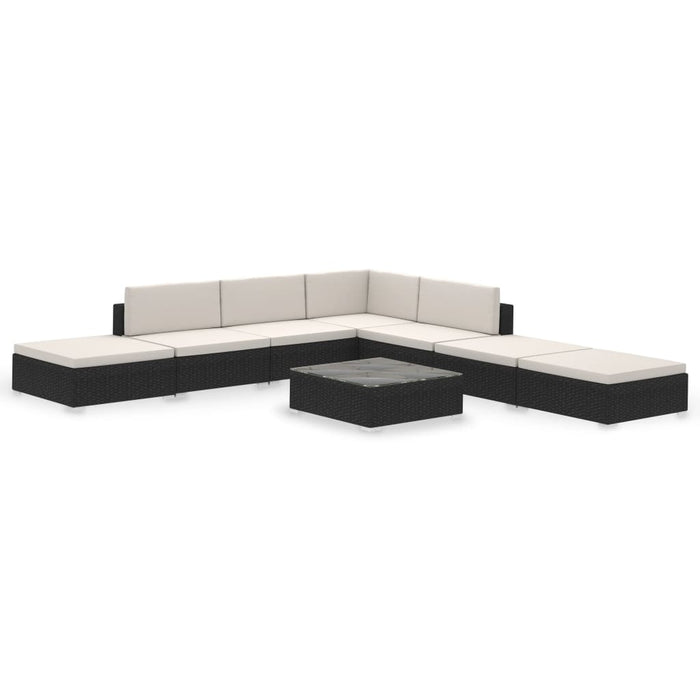 Set mobilier de grădină cu perne, 8 piese, negru, poliratan - WALTI WALTI