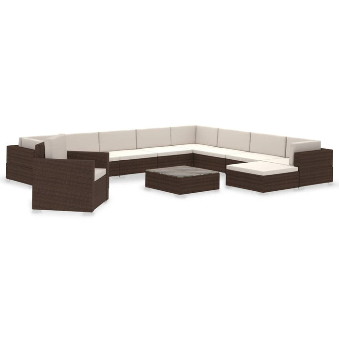 Set mobilier de grădină cu perne, 12 piese, maro, poliratan - WALTI WALTI