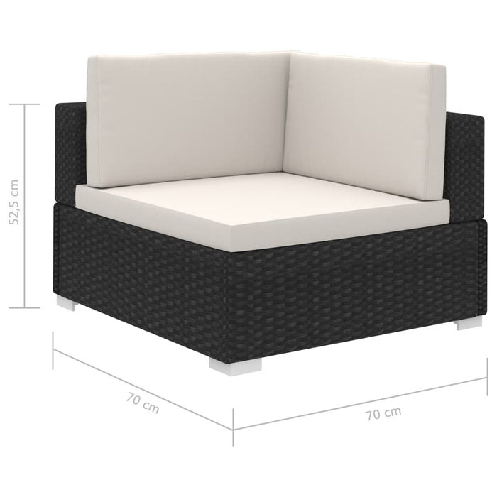 Set mobilier de grădină cu perne, 12 piese, negru, poliratan - WALTI WALTI