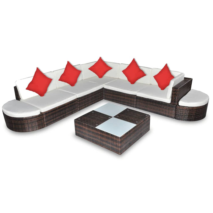 Set mobilier de grădină cu perne, 8 piese, maro, poliratan - WALTI WALTI