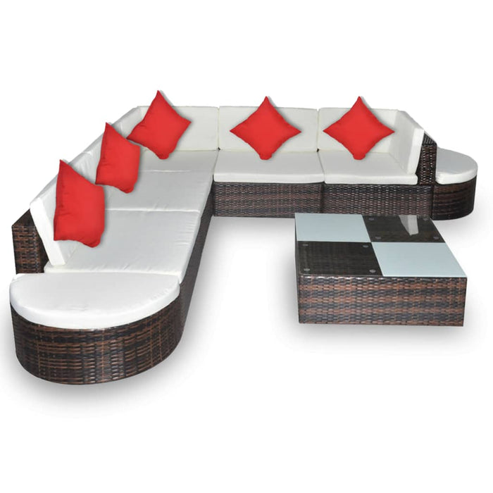Set mobilier de grădină cu perne, 8 piese, maro, poliratan - WALTI WALTI