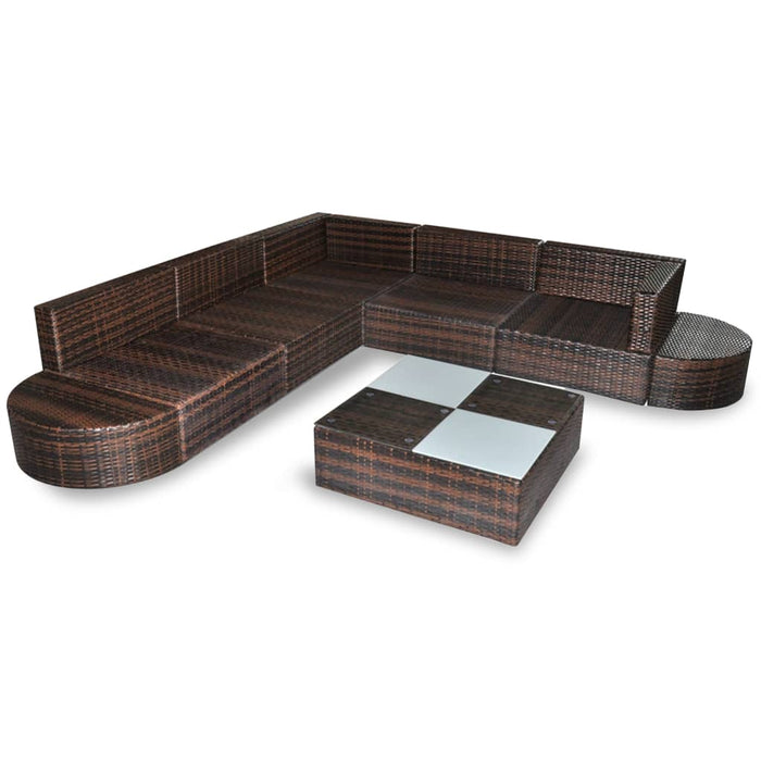 Set mobilier de grădină cu perne, 8 piese, maro, poliratan - WALTI WALTI