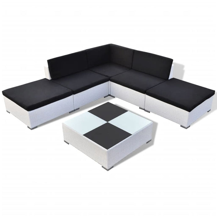 Set mobilier de grădină cu perne, 6 piese, alb, poliratan WALTI