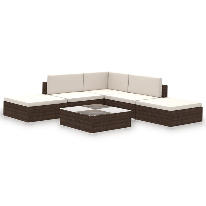 Set mobilier de grădină cu perne, 6 piese, maro, poliratan - WALTI WALTI
