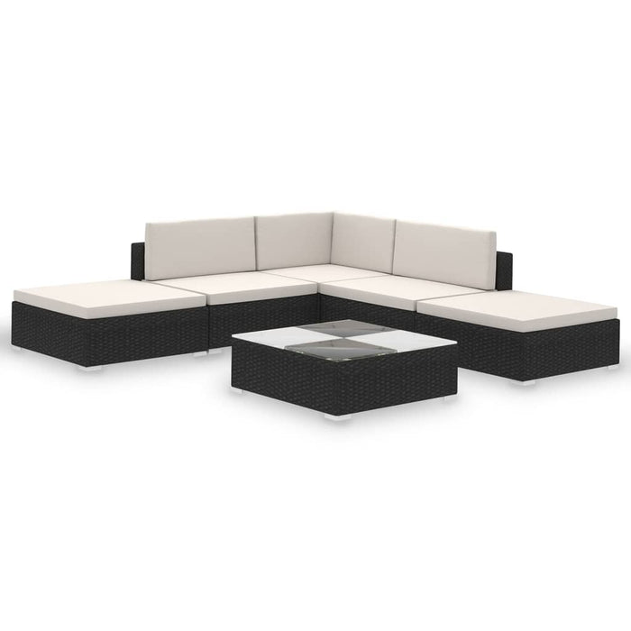 Set mobilier de grădină cu perne, 6 piese, negru, poliratan - WALTI WALTI