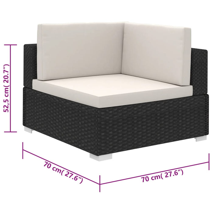 Set mobilier de grădină cu perne, 6 piese, negru, poliratan - WALTI WALTI