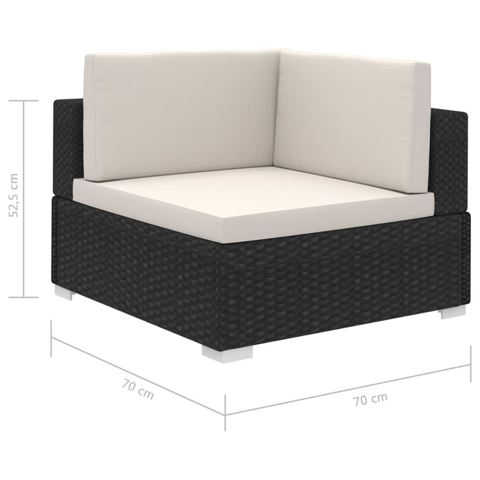 Set mobilier de grădină cu perne, 8 piese, negru, poliratan - WALTI WALTI