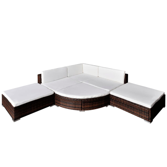 Set mobilier de grădină cu perne, 6 piese, maro, poliratan WALTI