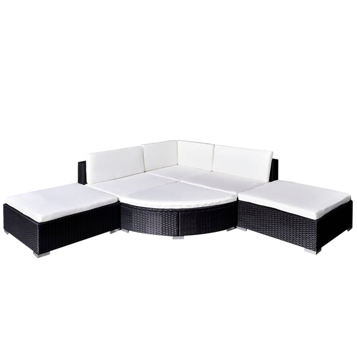 Set mobilier de grădină cu perne, 6 piese, negru, poliratan WALTI