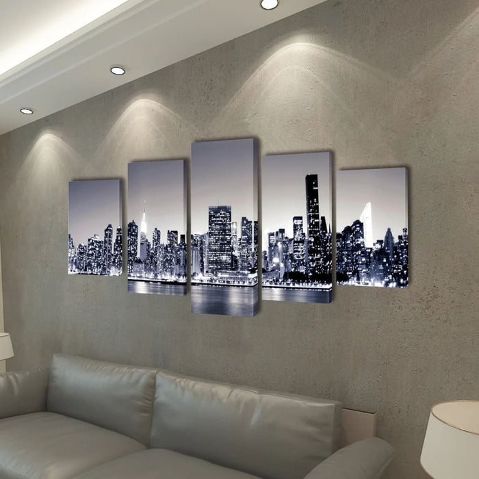 Set de tablouri pânză, monocrom, imprimeu New York Skyline, 200x100 cm - WALTI WALTI