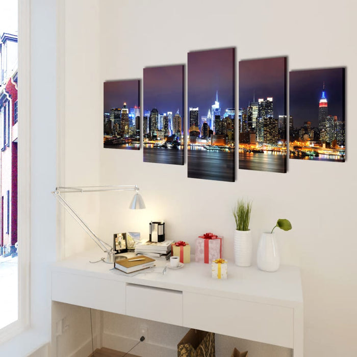 Set de tablouri pânză, colorat, imprimeu New York Skyline, 100x50 cm WALTI
