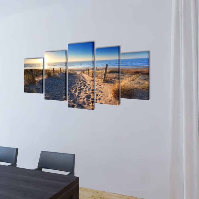 Set tablouri din pânză cu imprimeu plajă cu nisip, 200x100 cm - WALTI WALTI