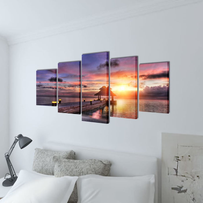 Set tablouri imprimate Plajă cu pavilion 100 x 50 cm WALTI