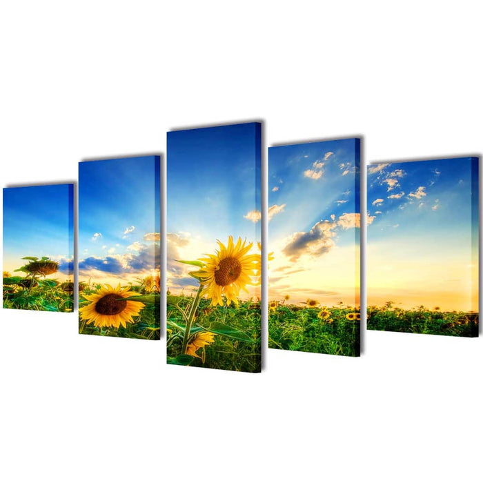 Set tablouri pânză cu imprimeu floarea soarelui, 200 x 100 cm - WALTI WALTI
