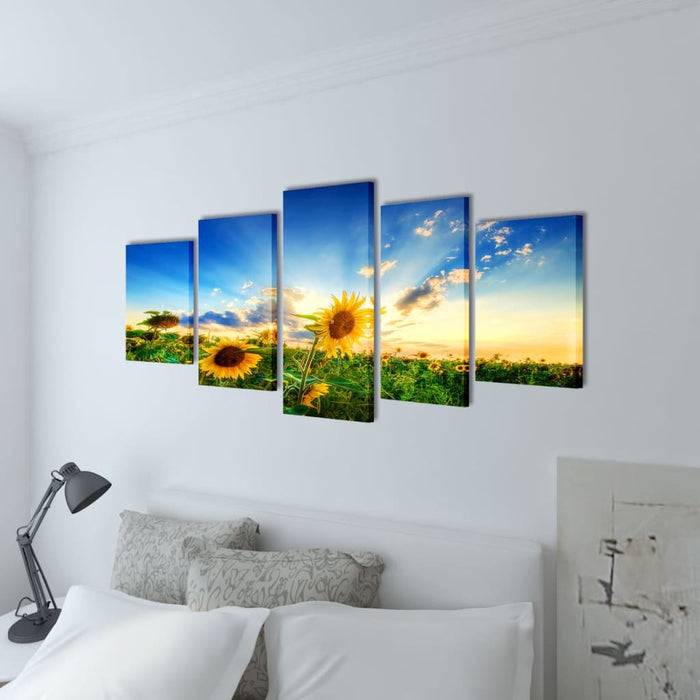Set tablouri pânză cu imprimeu floarea soarelui, 200 x 100 cm - WALTI WALTI