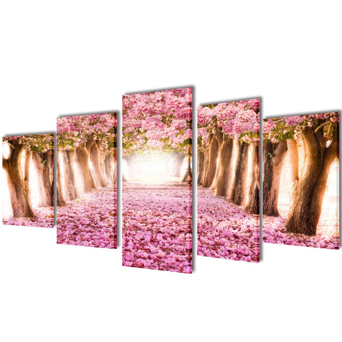 Set tablouri pe pânză, imprimeu cireși înfloriți, 200x100 cm - WALTI WALTI